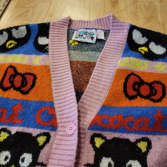 H&M Hello Kitty & Friends Colorful Knit Cardigan Badtz-Maru Chococat Size Medium - Picture 4 of 8
